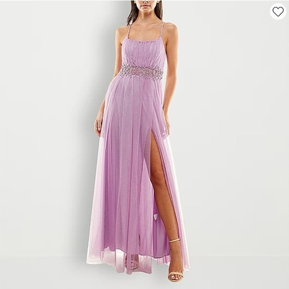 City Triangles Elegant Lavender Evening Gown Prom Dress Tulle Embroidered Floral - Picture 16 of 16